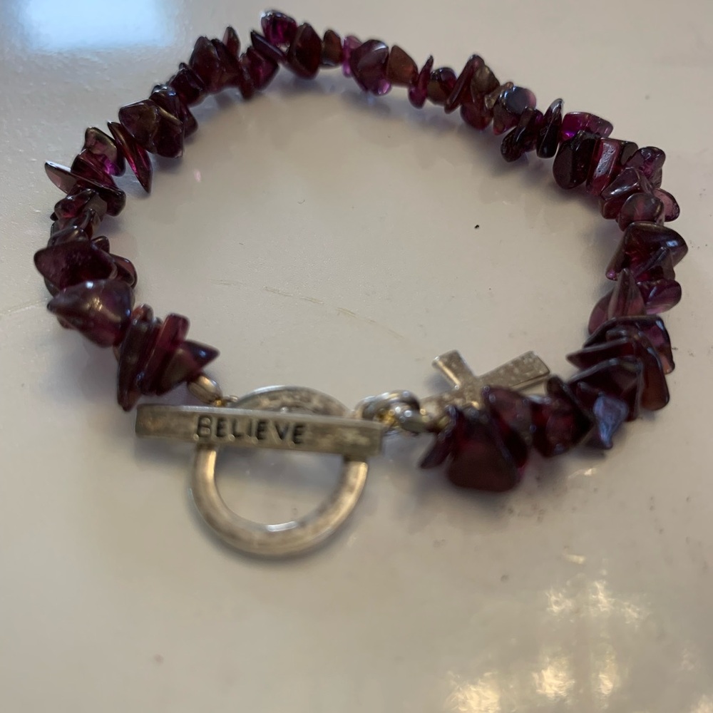 Purple Gemstone Bracelet with Silver Accents